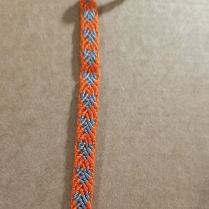 Handmade Orange and Gray Heart Friendship Bracelet